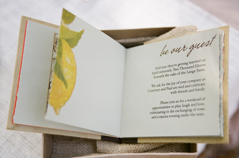 local love a storybook citrus wedding invitation